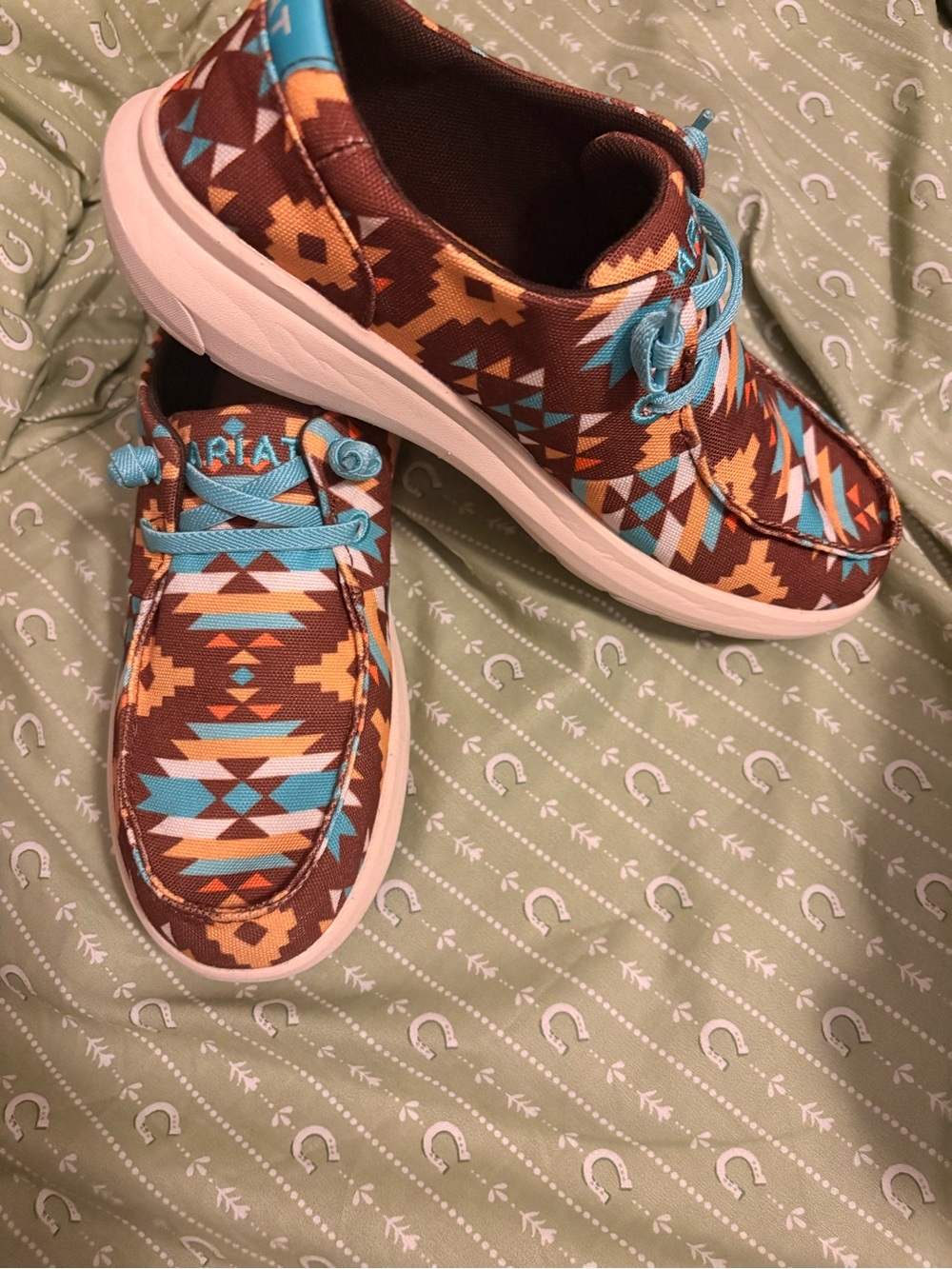 Ariat Brown & Turquoise Southwestern Slip-On Sneakers